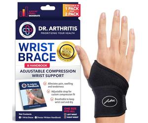 Doctor Developed Wrist Supports - For carpal tunnel, wrist injuries, arthritis, hand support - Wrist brace and Wrist Strap with Handbook (Single)