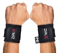 Doctor Developed Wrist Wraps & Doctor Handbook for Men Women - Compression Support Bands, Adjustable Gym Wrist Braces for Weightlifting & Fitness, Designed for All-Day Comfort (Black - 1 Pair)