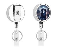 Doctor Dr Who Police Box Funny Retractable ID Badge Holder Reel with Clip Key Ring for Nurse Name Card Keychain