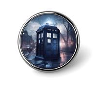 Doctor Dr Who Police Box Round Lapel Pin Button Brooch Tie Badge Elegant Hat Clothing Jewelry Accessories