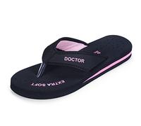 DOCTOR EXTRA SOFT D-22 Doctor Slippers for Women Orthopedic Diabetic Pregnancy Non-Slip Lightweight Comfortable Flat Casual Stylish Dr. Chappals and House Flip Flops for Women Girls, Black-pink, 7 UK