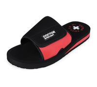 DOCTOR EXTRA SOFT Mens Care Orthopedic & Diabetic Adjustable Straps Super Comfort Dr. Sliders Flip Flops & Slippers for Men Boys OR-D-51, black red, 8 UK