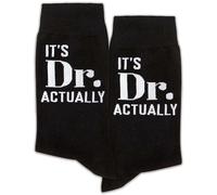 Doctor Gifts, Funny Socks, ‘It’s Dr. Actually’, Unique Gifts for Doctors, Doctor Graduation Gifts, Doctor Themed Novelty Socks Gifts for Birthday, Thanksgiving, Christmas, etc. (121), Black, 8