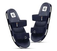 DOCTOR HEALTH SUPER SOFT Mens Casual Slides Double Strap Lightweight Cushioned EVA Slippers Non-Slip Comfortable Open Toe Sandals for Indoor Outdoor Daily Use, navy, 8.5 UK