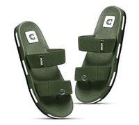 DOCTOR HEALTH SUPER SOFT Men's Casual Slippers with Soft Padded Sole, Double Strap with Toe Loop Design, Lightweight Non-Slip Everyday Wear Slippers for Home and Outdoor, Green, 6.5 UK