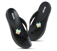 DOCTOR HEALTH SUPER SOFT Ultra Soft Slippers for Women | Comfortable Lightweight with Waterproof Slippers | Soft Acupressure Adult Flip Flops | All Day Wear, Black, 4 UK