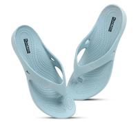 DOCTOR HEALTH SUPER SOFT Womens Ultra Soft Footbed Slippers Comfortable Lightweight Waterproof Adult Flip Flops Mild Acupressure All Day Comfort, Bluish, 8 UK