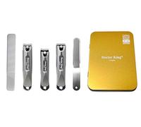 DOCTOR KING Premium Stainless Steel Nail Clipper Set • Five-Piece Nail Clipper and Nail File Set with a Metallic Gift Box
