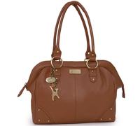 Catwalk Collection Handbags - Large Leather Shoulder Bag For Women - A4 Work Tote Bag - Doctor Bag - Tan