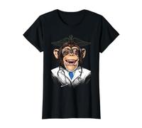 Doctor Monkey Surgeon Physician Dr MD Animal Monkey Lover Value Graphic T-Shirt, Women, Black, L
