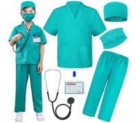 Doctor Nurse Scrubs, Kids Role Play Doctor Costume With Realistic Accessories for Boys Girls Ages 3-12(Doctor Scrubs, Light Green/4-5T)