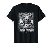 Doctor of Light Thomas Von Aquin Catholic Wisdom Value Graphic T-Shirt, Men, Black, S