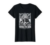 Doctor of Light Thomas Von Aquin Catholic Wisdom Value Graphic T-Shirt, Women, Black, L