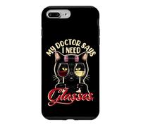Doctor Says I Need Glasses Funny Black Cat Wine Lover Womens Case for iPhone 7 Plus/8 Plus