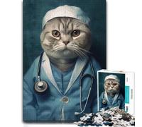 Doctor Scottish Fold Cat Paper Jigsaw Puzzle 1000pcs (70x50cm) for Adults | Quiet hobby for adults on Sunday afternoons for screen-free time.