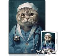 Doctor Scottish Fold Cat Puzzles for Teenagers 1000 Piece Educational Mental Focus Game Heartwarming Special Present Idea Size 50x75cm