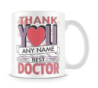 Doctor Thank You Mug - Personalised Cup Gift - Customise with Name - Pink