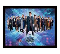 Doctor Who 60 Years Of Doctors Framed Poster In Blue Blue