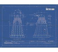 Doctor Who "Dalek Blueprint Canvas Print, Multi-Colour, 60 x 80 cm