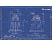 Doctor Who Dalek Blueprint Maxi Poster, Wood, Multi-Colour