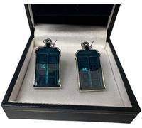 Doctor Who Sterling Silver Phone Box Earrings in Gift Box for Sci-Fi Fan