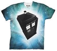DOCTOR WHO TARDIS Stars Adult White Sublimation T-Shirt (Adult Large)