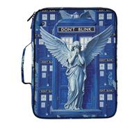 Doctor Who Weeping Angel Art Organizer Expanding Folder Waterproof 1.5-Inch 3-Ringing Zippered Binder Bag with Zipper Closure for Document Storage