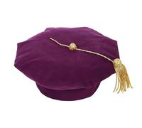 Doctoral Graduation Tam PhD Black Velvet with Gold Bullion Tassel, 8-Sided Doctorate Cap Unisex Academic Ceremony Cap for Professor
