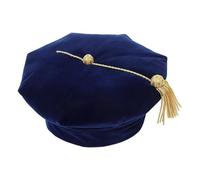 Doctoral Graduation Tam PhD Black Velvet with Gold Bullion Tassel, 8-Sided Doctorate Cap Unisex Academic Ceremony Cap for Professor