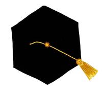 Doctoral Tam,Doctoral Cap,Doctoral Graduation Tam PhD Black Velvet 6-Sided with Gold Bullion Tassel