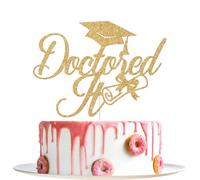 Doctored It Cake Topper, Doctorate Degree Decorations, It's DR Actually, Congrats Doctor, PHD Graduation Party Decorations Gold Glitter