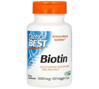 Doctor's Best - Biotin 5000 mcg | Support for Healthy Skin, Hair and Nails - 120 Veggie Capsules