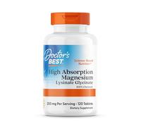 Doctor's Best, High Absorption Magnesium, 100mg in 120 Vegan Tablets, 60 Days Supply 100% chelated with TRAACS, with Glycine and Lysine, SOYA-Free, Gluten-Free, Non-GMO