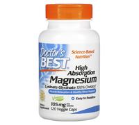 Doctor's Best, High Absorption Magnesium, Lysinate Glycinate 100% Chelated, 105 mg, 120 Veggie Caps