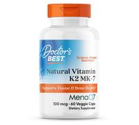 Doctor's Best Natural Vitamin K2 MK-7 with MenaQ7, Non-GMO, Vegan, Gluten Free, Soy Free, 100 mcg, 60 Veggie Caps