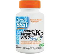 Doctor's Best Natural Vitamin K2 MK-7 with MenaQ7, Non-GMO, Vegan, Gluten Free, Soy Free, 100 mcg, 60 Veggie Caps