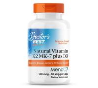 Doctor's Best Natural Vitamin K2 MK7 With MenaQ7 Plus D3 180mcg 60 Capsules