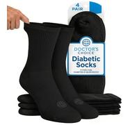 Doctor's Choice Diabetic Socks for Men, Seamless Socks with Non Binding Top, 4 Pairs, Large 9-12 & X-Large 13-15, Black/Crew, XL