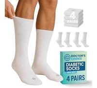 Doctor's Choice Diabetic Socks for Men, Seamless Socks with Non Binding Top, 4 Pairs, Large 9-12 & X-Large 13-15, White/Crew, Large