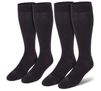 Doctor's Choice Men's Graduated Compression Socks, 8-15 mmhg, Over the Calf, Single & 2 Pair Packs, Large: Shoe Size 6-12.5, Black, Large