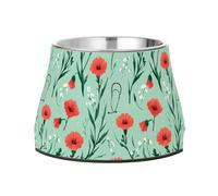Doctors Day Carnation Pets Food Bowls Elevated Stainless Steel Cats Basic Bowls for Medium Dogs Whisker Fatigue