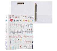 Doctors Day Electrocardiogram 1 and A Half Inch Notebook Binders 3-Rings with Pockets 1/2 Pack Office Binder Supplies 200 Sheets
