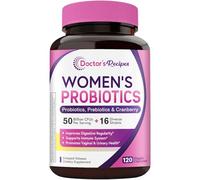 Doctor's Recipes Women's Probiotic, 120 Caps 50 Billion CFU 16 Strains, with Organic Cranberry, Digestive Immune Vaginal & Urinary Health, Shelf Stable, Delayed Release, No Soy Gluten Dairy