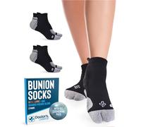 Doctor's Select 2 Pairs Bunion Socks for Women and Men - Copper & Bamboo Viscose infused Bunion Relief Socks | Toe Separator, Black, Medium