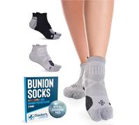 Doctor's Select 2 Pairs Bunion Socks for Women and Men - Copper & Bamboo Viscose infused Bunion Relief Socks | Toe Separator, Black Grey, Medium