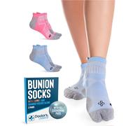 Doctor's Select 2 Pairs Bunion Socks for Women and Men - Copper & Bamboo Viscose infused Bunion Relief Socks | Toe Separator, Blue Pink, Large