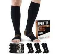 Doctor's Select 3 Pairs Copper Toeless Compression Socks Women & Men - 20-30 mmHg Open Toe Compression Socks Knee High Women