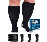 Doctor's Select® 3 Pairs Plus Size Compression Socks Wide Calf - Bamboo Viscose Knee High Socks | Circulation Support