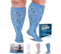 Doctor's Select® 3 Pairs Plus Size Compression Socks Wide Calf - Bamboo Viscose Knee High Socks | Circulation Support