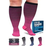 Doctor's Select® 3 Pairs Plus Size Compression Socks Wide Calf - Bamboo Viscose Knee High Socks | Circulation Support
